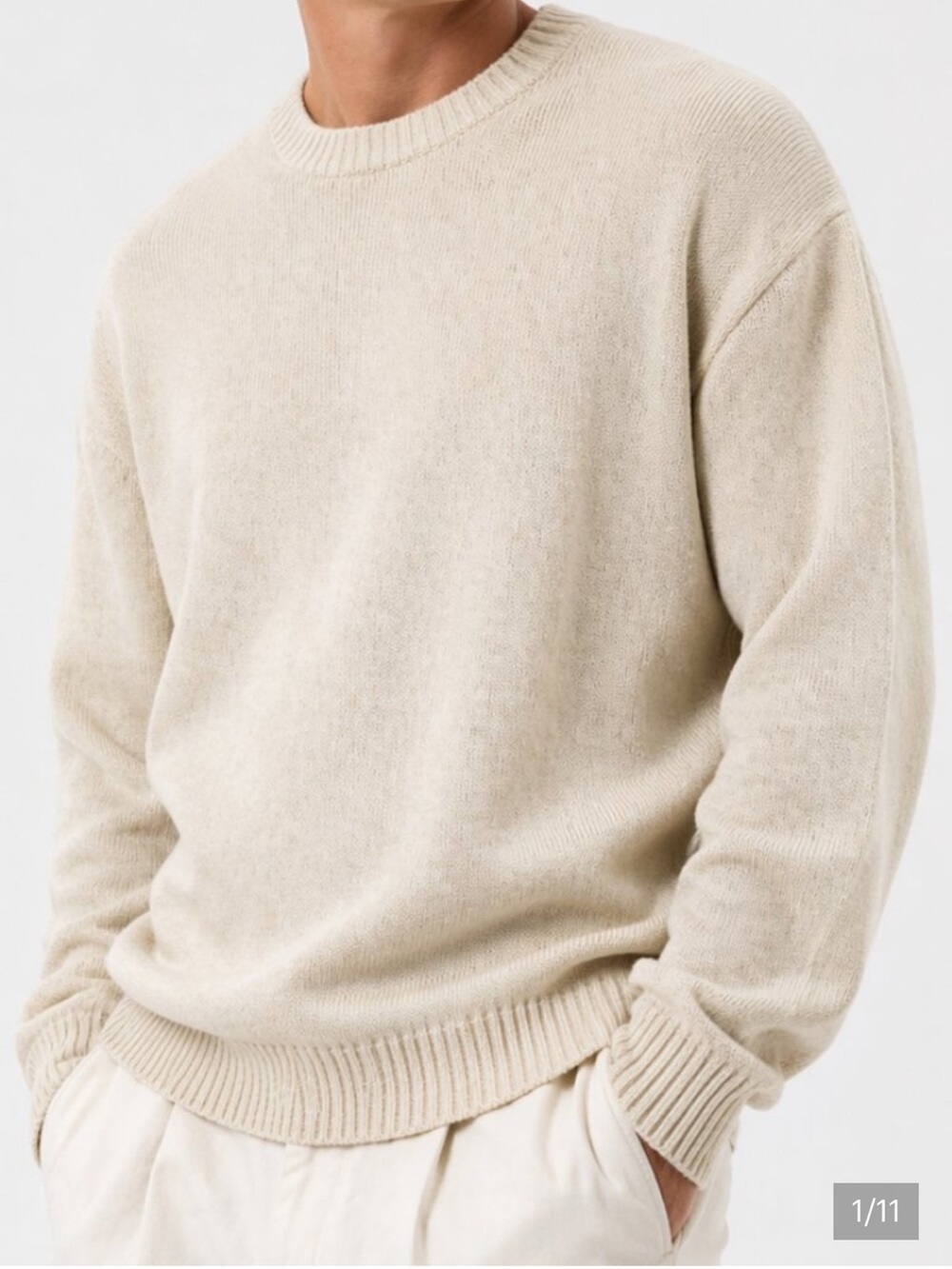 Vintage ROBERT BRUCE Ivory Cream Wool CrewNeck Sweater Large ( fits like medium)